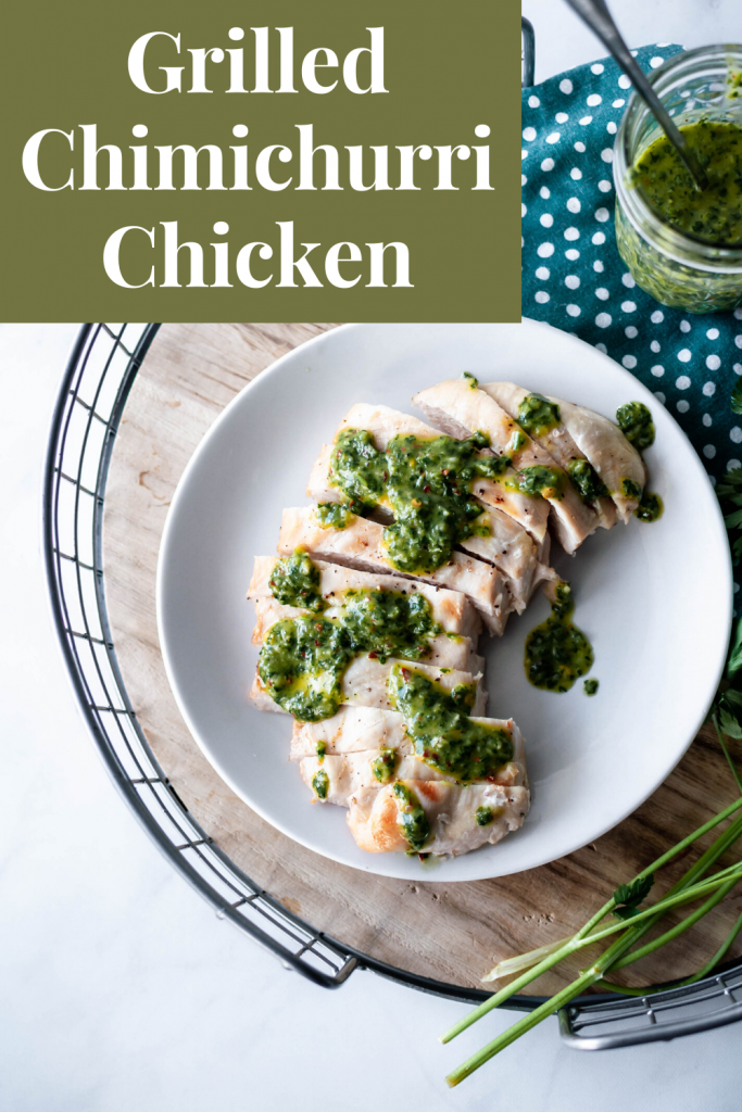 Grilled Chimichurri Chicken is the perfect summertime meal. Light and healthy, bright, fresh and super flavorful. You will want to smother this chimichurri sauce on everything.