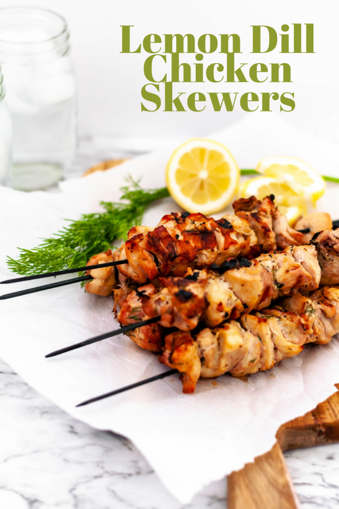 Lemon Dill Chicken Skewers are super simple weeknight meal to throw on the grill. Chicken marinated in lemon juice and zest, fresh dill, garlic, salt and pepper. Packed full of citrusy flavor.