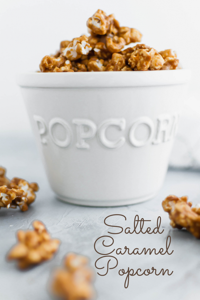 Salted caramel popcorn is the perfect addition to a party or movie night. It features a simple homemade caramel sauce, freshly popped popcorn and a hearty sprinkle of coarse salt.