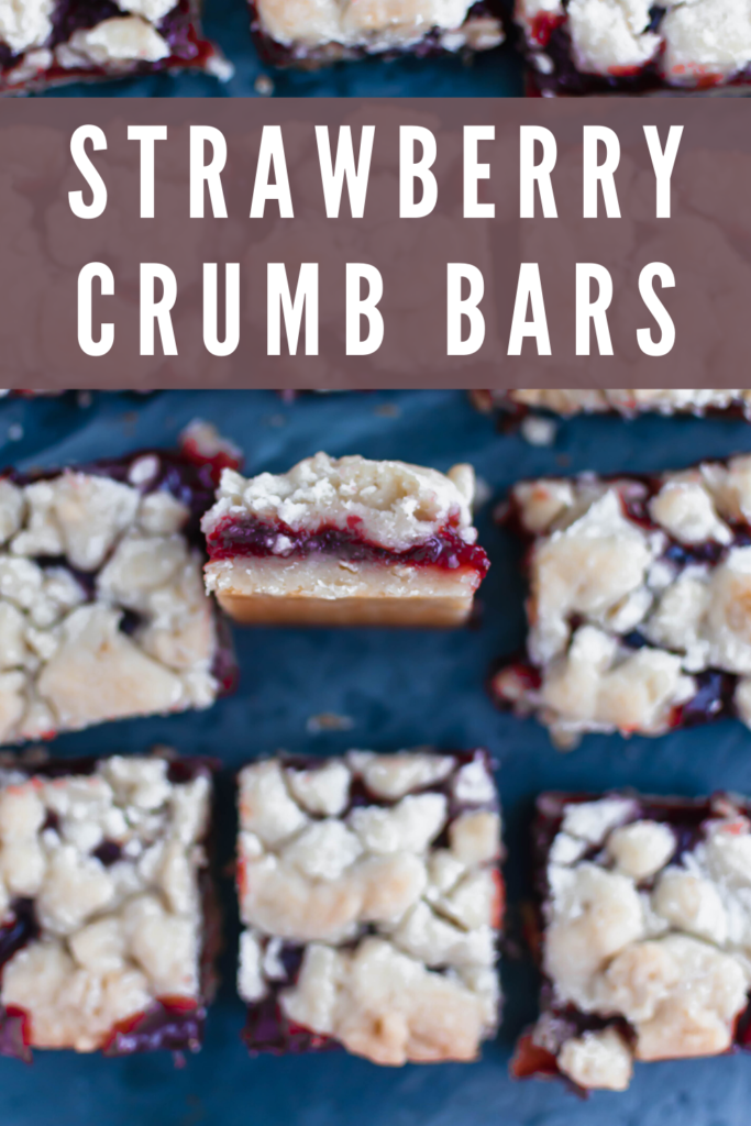 These Strawberry Crumb Bars are an amazing summer dessert. The simple shortbread crust also doubles as the crumble on top. Old-fashioned oats add a delicious chewy texture to the crust.