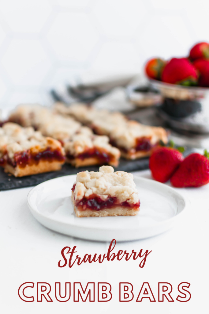 These Strawberry Crumb Bars are an amazing summer dessert. The simple shortbread crust also doubles as the crumble on top. Old-fashioned oats add a delicious chewy texture to the crust.