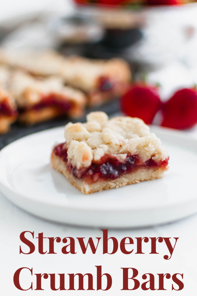 These Strawberry Crumb Bars are an amazing summer dessert. The simple shortbread crust also doubles as the crumble on top. Old-fashioned oats add a delicious chewy texture to the crust.