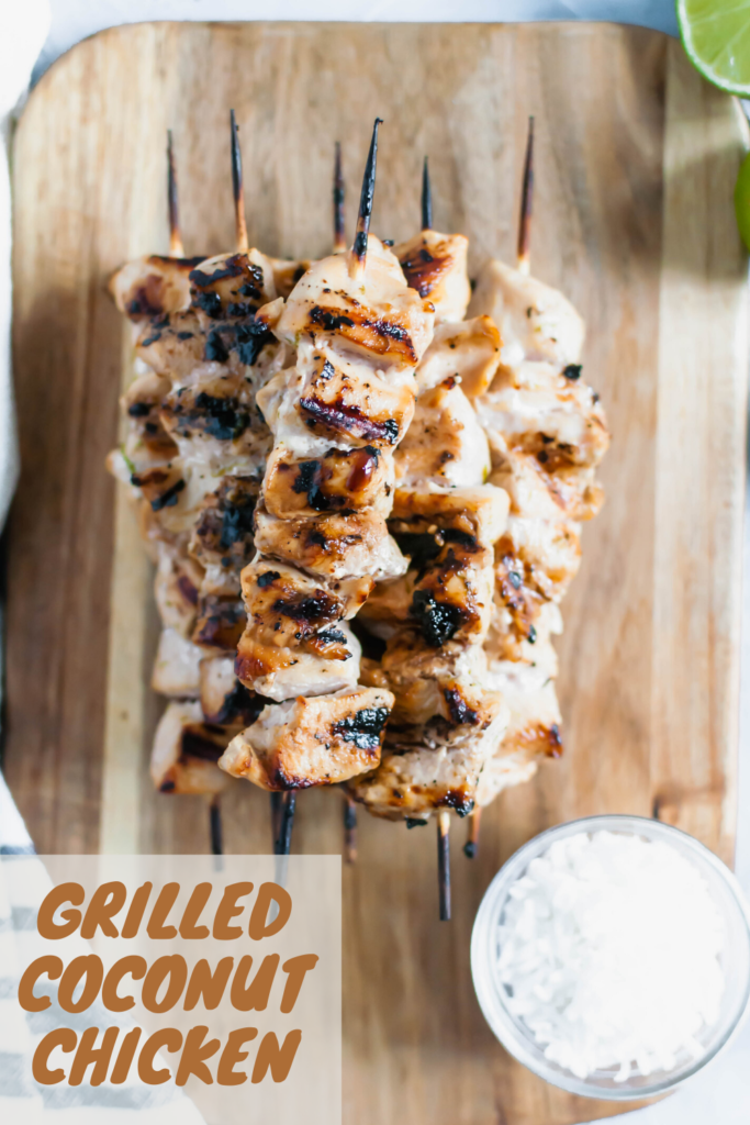 Need some tropical vibes in your life?! This Grilled Coconut Chicken will transport your mind to the beach. Simple, healthy and packed with coconut flavor.