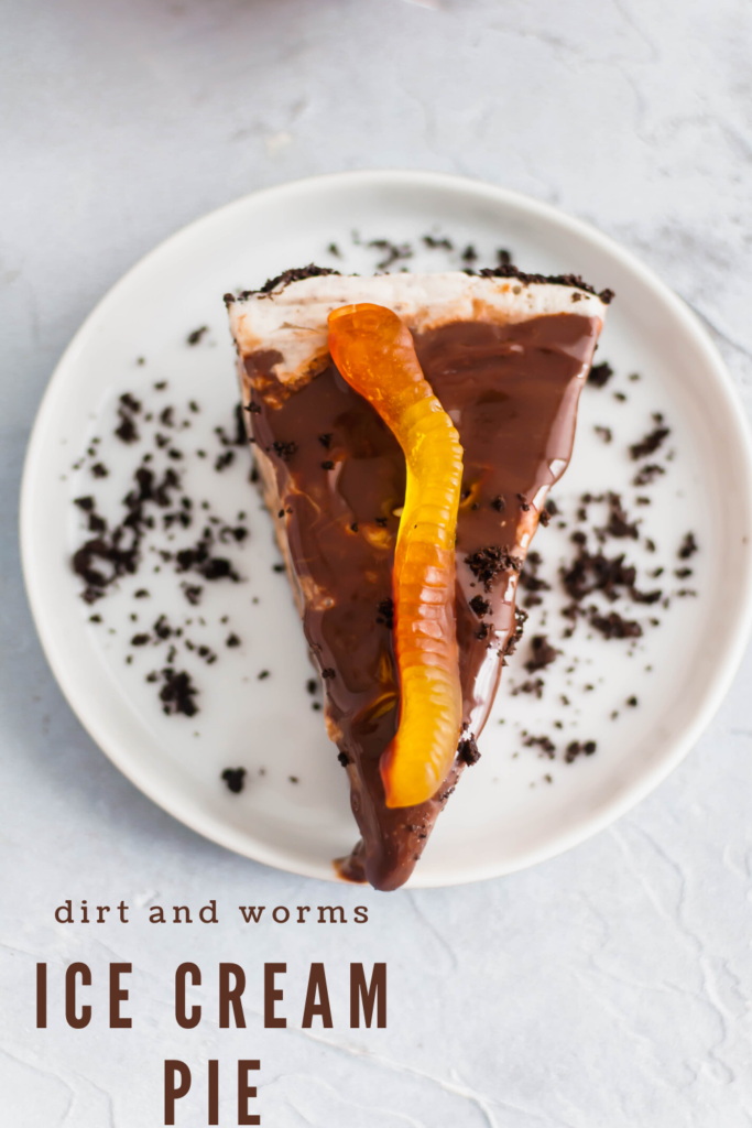 Dirt and Worms Ice Cream Pie is a fun way to treat the kids on these hot summer days. Cookies and cream ice cream, hot fudge and gummy worms with an Oreo crust make up this super fun dessert.