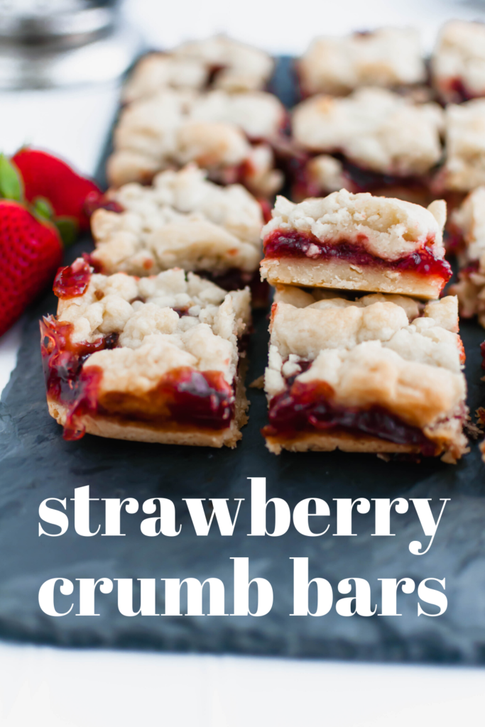 These Strawberry Crumb Bars are an amazing summer dessert. The simple shortbread crust also doubles as the crumble on top. Old-fashioned oats add a delicious chewy texture to the crust.