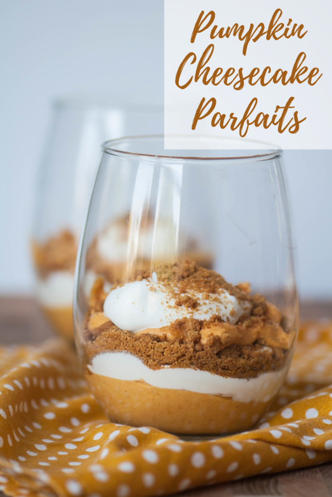 A simple pumpkin cheesecake filling, homemade whipped cream and crushed gingersnaps combine to create these delicious and simple Pumpkin Cheesecake Parfaits. The perfect way to celebrate the arrival of fall.