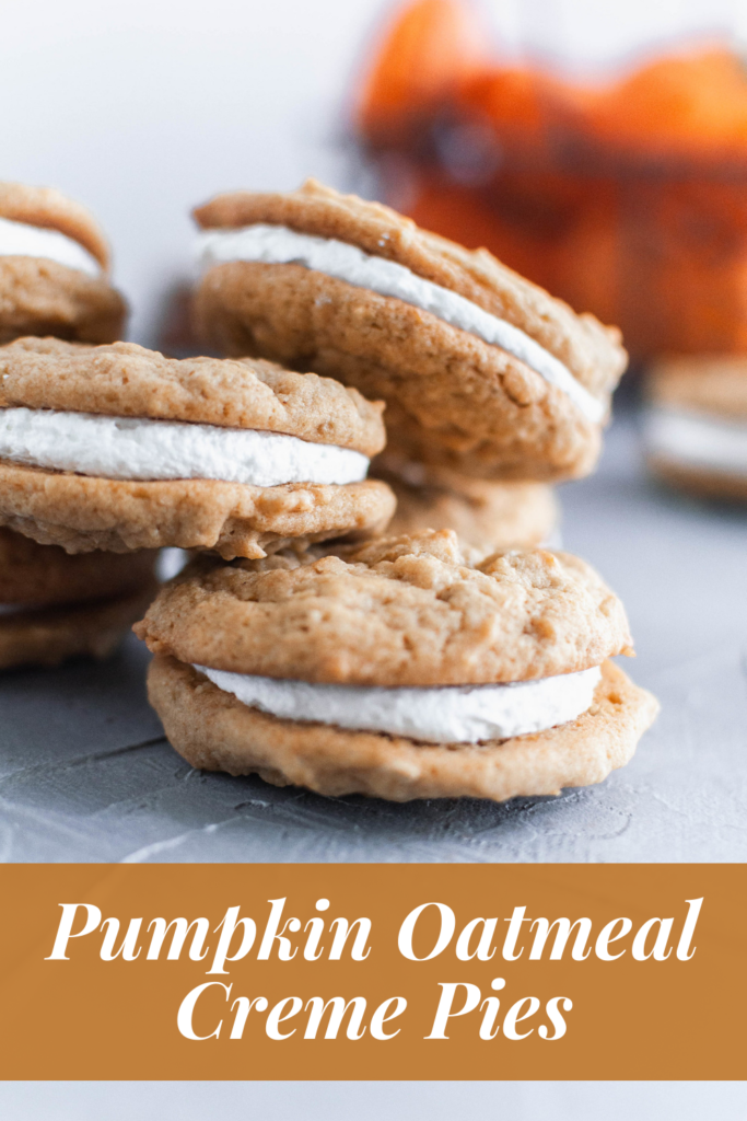 Soft, tender pumpkin oatmeal cookies sandwiched with a fluffy marshmallow creme filling make up these Pumpkin Oatmeal Creme Pies. And they’ll quickly become your new favorite fall treat.