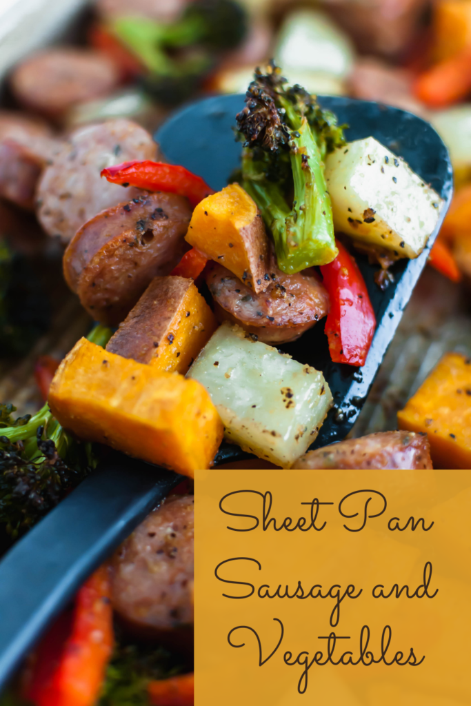Looking for an easy weeknight meal?! This Sheet Pan Sausage and Vegetables is simple to prepare and done in less than 30 minutes.