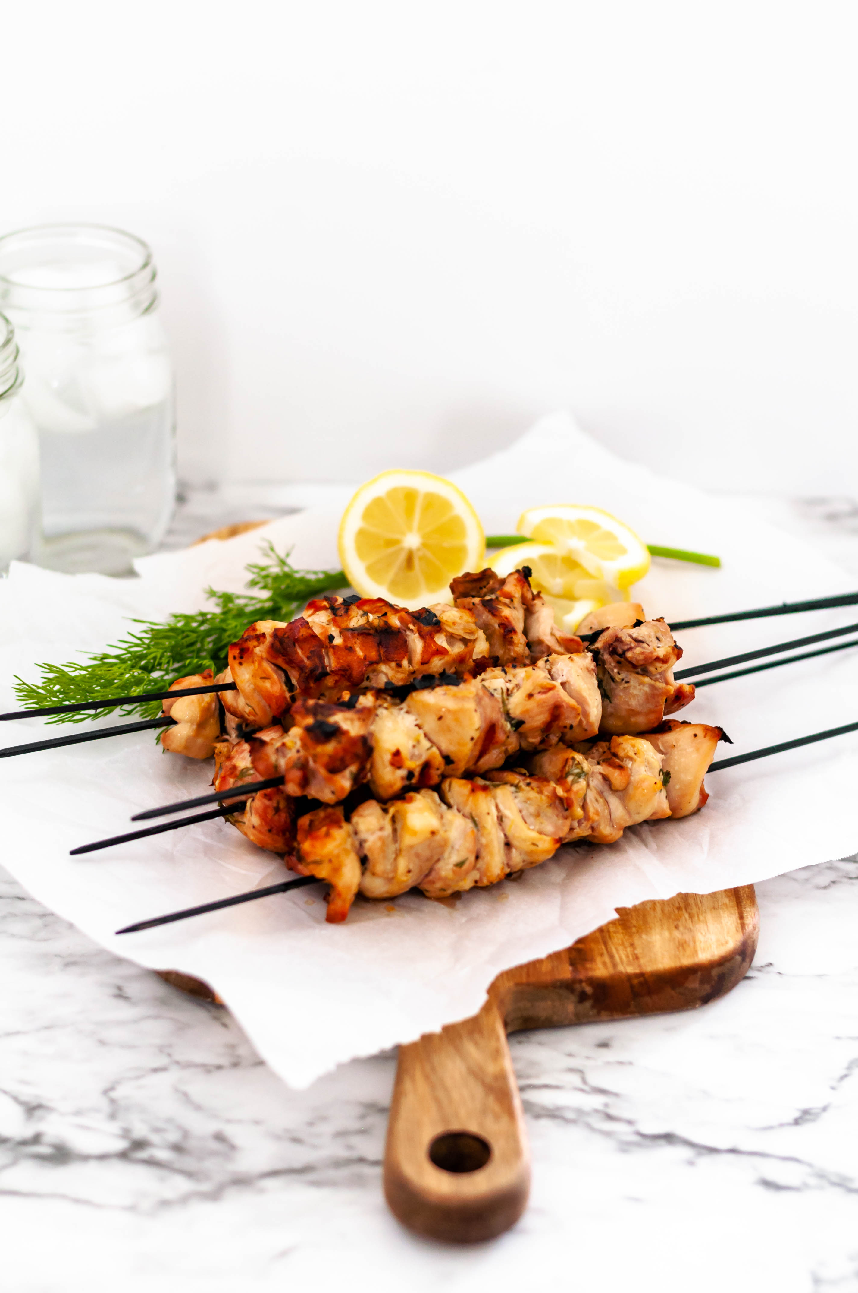 Lemon Dill Chicken Skewers are super simple weeknight meal to throw on the grill. Chicken marinated in lemon juice and zest, fresh dill, garlic, salt and pepper. Packed full of citrusy flavor.