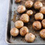 These Roasted Teeny Tiny Taters - a simple side dish using Trader Joe's teeny tiny taters. Only a handful of ingredients and 30 minutes needed.