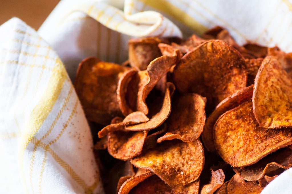 BBQ Sweet Potato Chips are super crunchy and flavorful. A fun snack to make for parties or movie night.