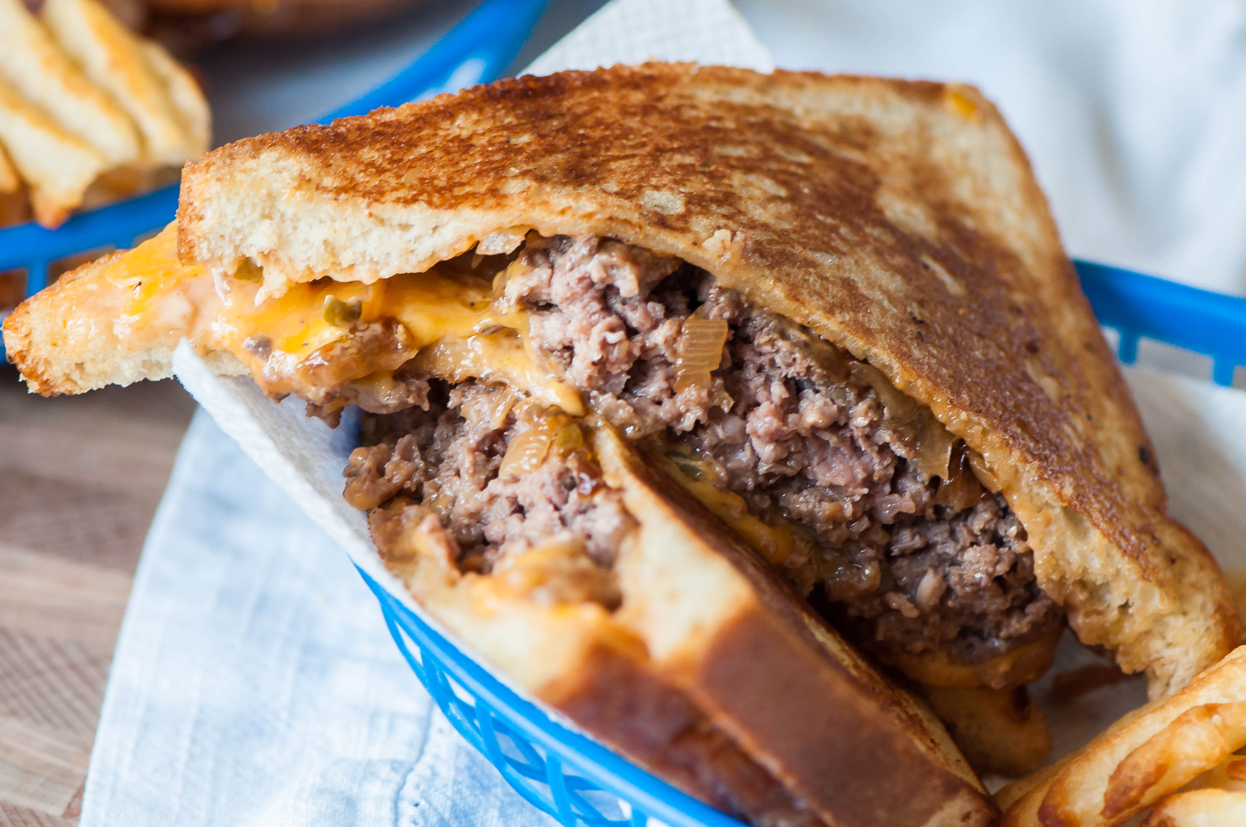 This classic patty melt is the perfect way to celebrate the dad's in your life. Loaded with caramelized onions, cheese and burger sauce.