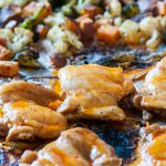 If you are as obsessed with sheet pan dinners as I am, I’ve got the recipe for you today. Sheet Pan Buffalo Chicken and Ranch Veggies are cooked together on one sheet pan for a simple, quick and healthy dinner.