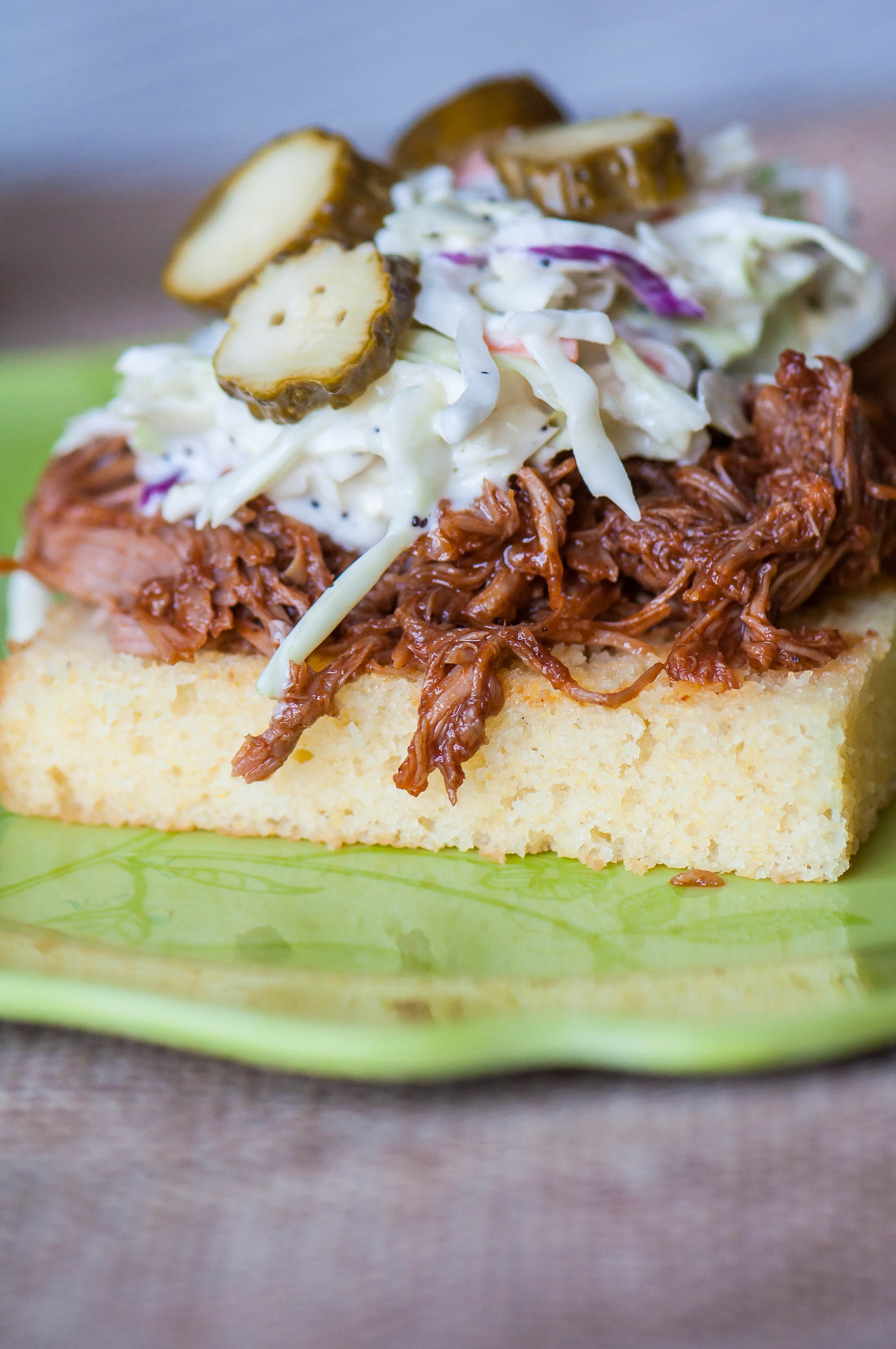 BBQ Pork Cornbread Stacks