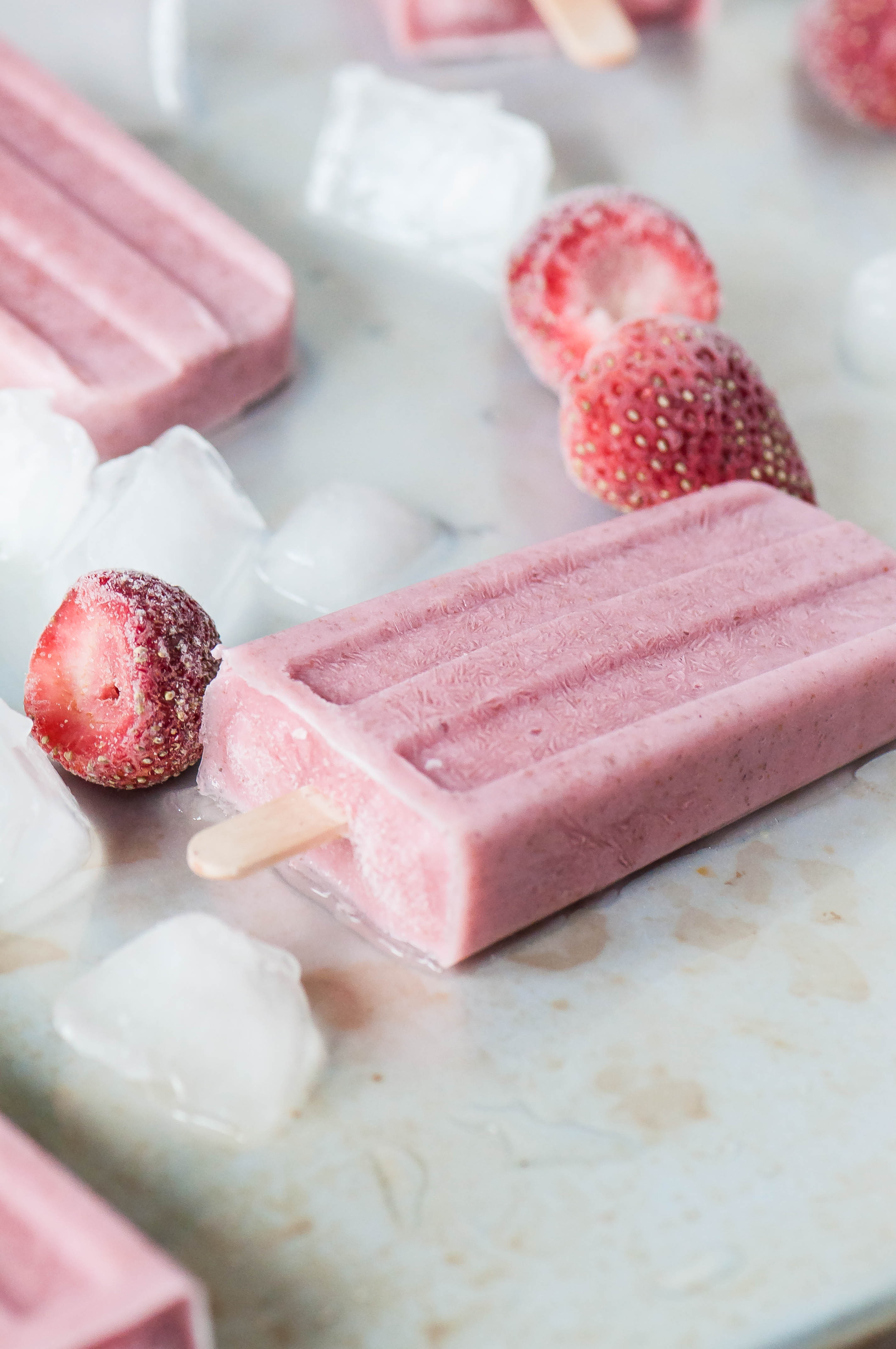 Strawberries and Cream Smoothie Pops