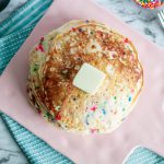 Funfetti Pancakes are a fun way to celebrate something special or to boost that Monday mood. Packed full of sprinkles and cake batter flavor, they are sure to make everyone happy.