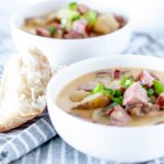 Cheesy Sausage Potato Soup is just what you need this winter. Soft potatoes, flavorful smoked sausage in a cheesy broth makes an easy weeknight meal.