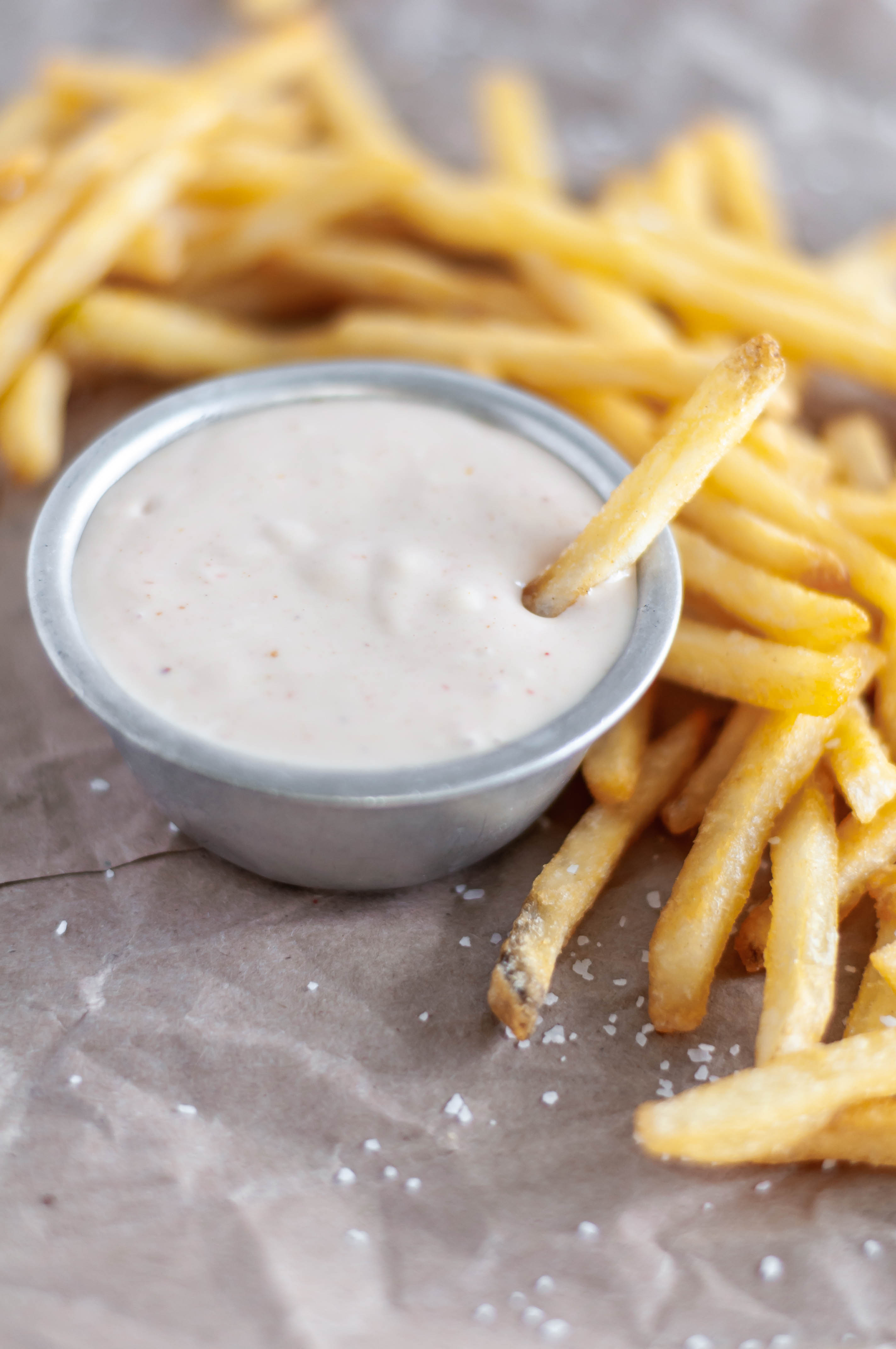 Spicy Fry Sauce is perfect for dipping those crispy french fries and onion rings. A classic fry sauce with a few spicy additions.