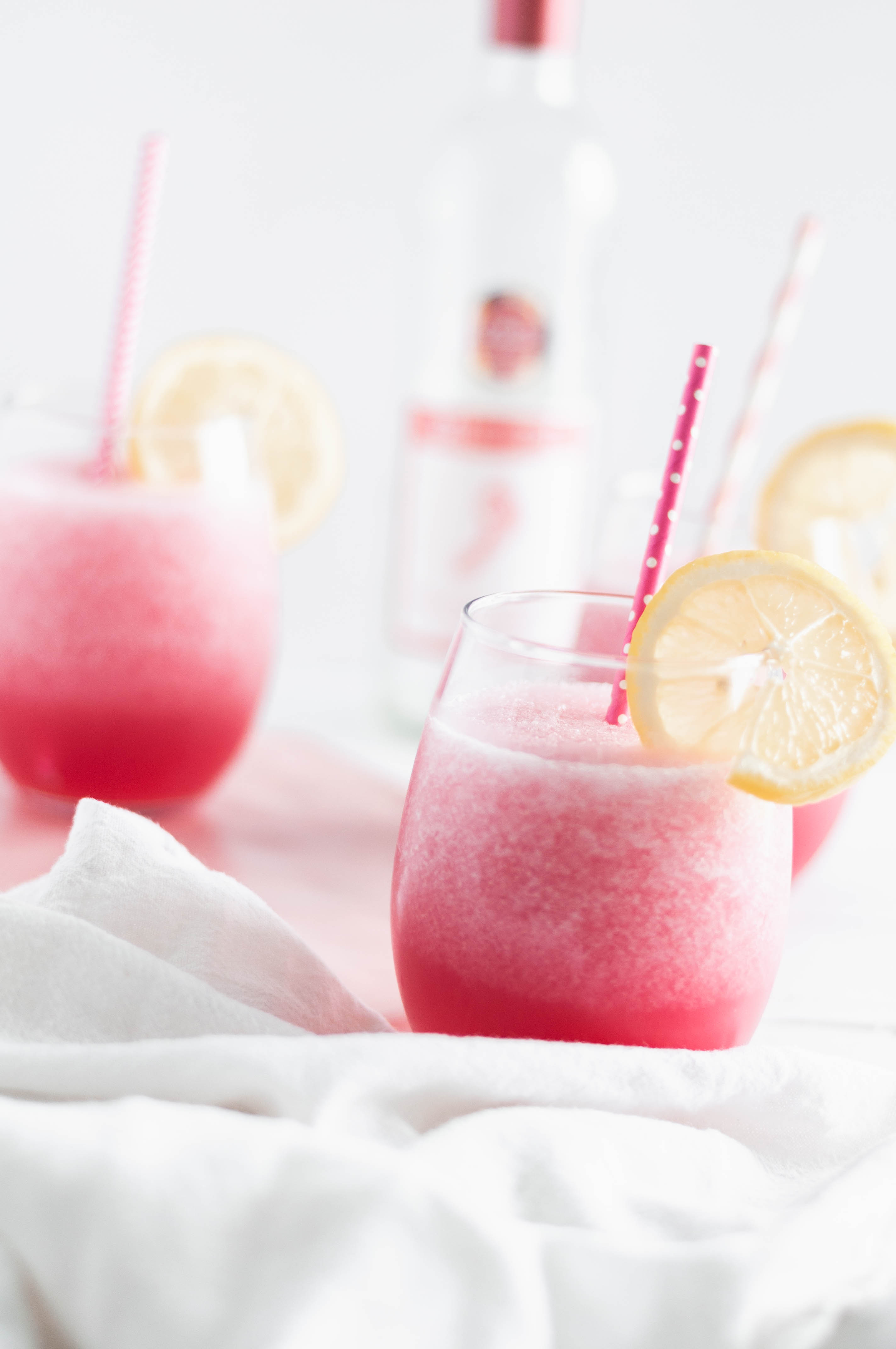 Whip up a batch of Pink Lemonade Wine Slushies for your next girls night or outdoor barbecue. So zippy and refreshing on hot summer days and nights.