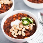 Whip up a batch of this 5 Bean Vegetarian Chili for your next gathering. Great for football watch parties, chilly fall days and weeknights alike.