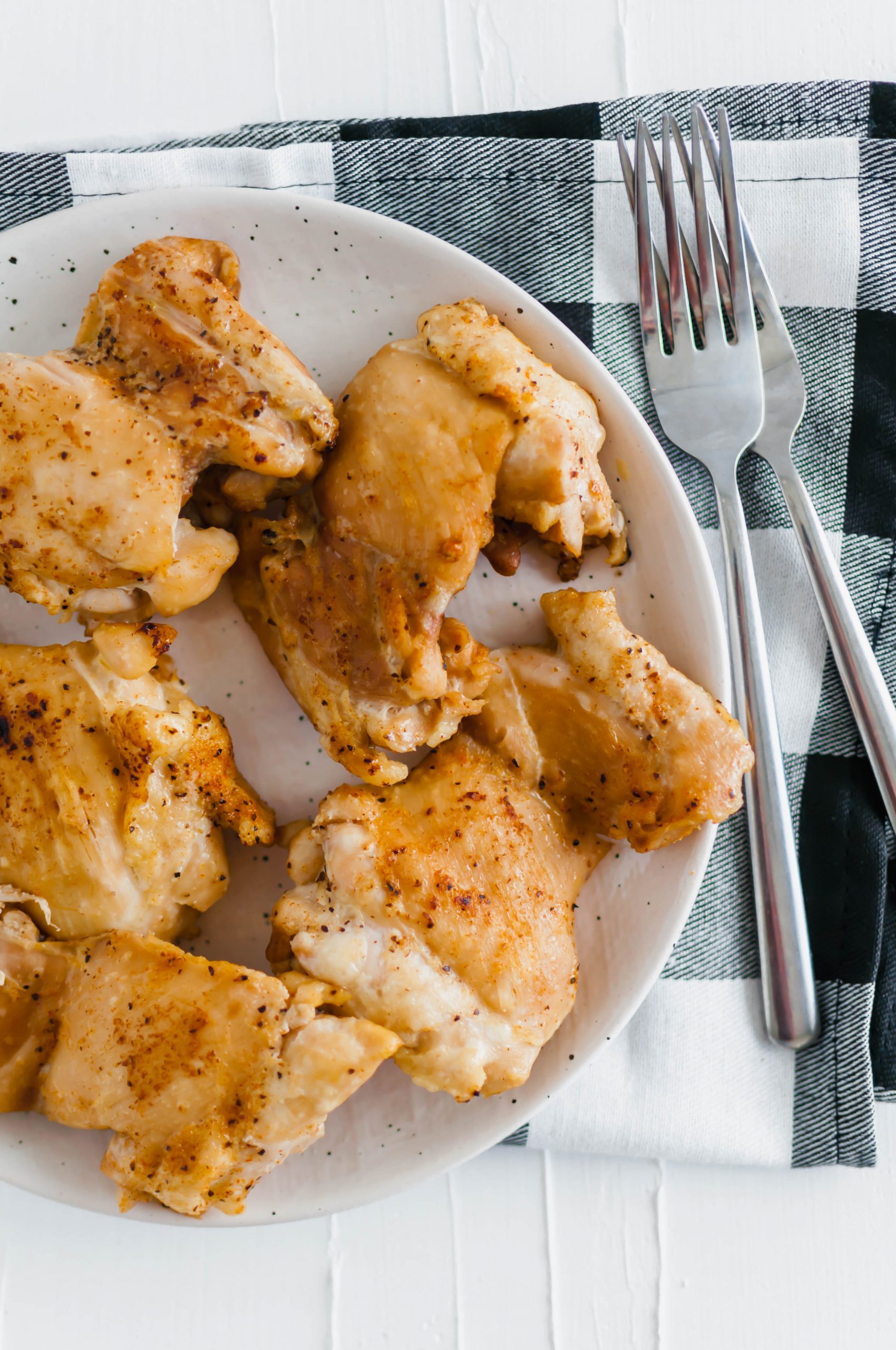 These basic Instant Pot Chicken Thighs will change your meal prep game. Simple to make and so many ways to utilize them. Make a simple pan gravy with the drippings or add to other recipes.