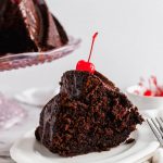 Celebrate National Chocolate Cake Day with this Chocolate Cherry Cake. It's incredibly rich and packed with fruity maraschino cherries.