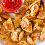 Learn how to make the crispiest potatoes around. These Crispy Roasted Potatoes are simple to make. The crispy exterior and tender, fluffy interior will blow your mind. Read the post for all the tips on making crispy roasted potatoes.