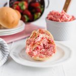 Whip up this sweet and simple strawberry butter for your homemade rolls, biscuits, toast and more. All you need is 3 simple ingredients and a few minutes.