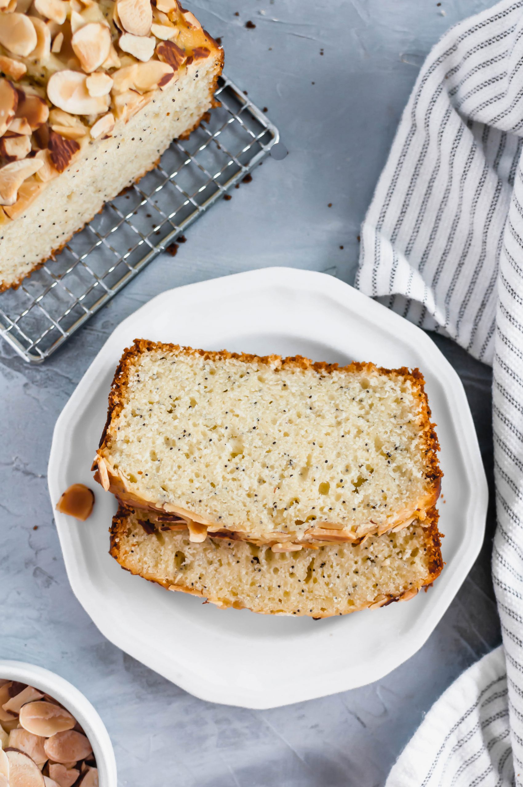 This sweet Almond Poppy Seed Bread is an easy, delicious treat to whip up when your sweet tooth strikes. Perfect for breakfast, brunch, snacks and dessert.