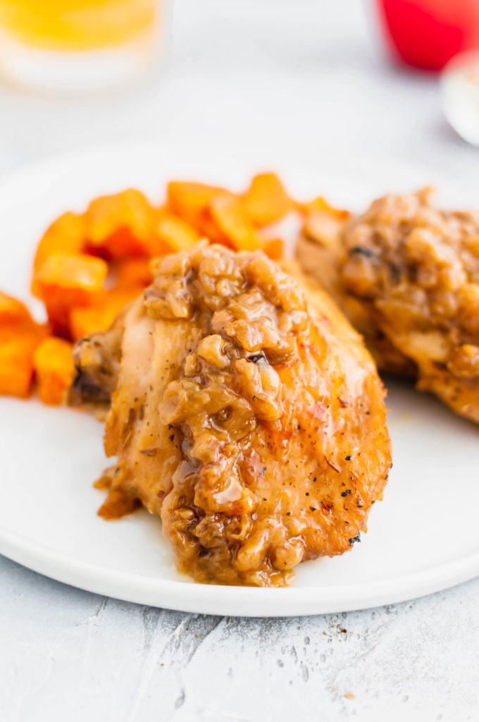 Hard Apple Cider Braised Chicken Thighs are a new fall favorite around here. Simmered in hard apple cider, chicken stock, onion and fennel seeds, this chicken is bursting with all the warm, hearty flavors of fall.