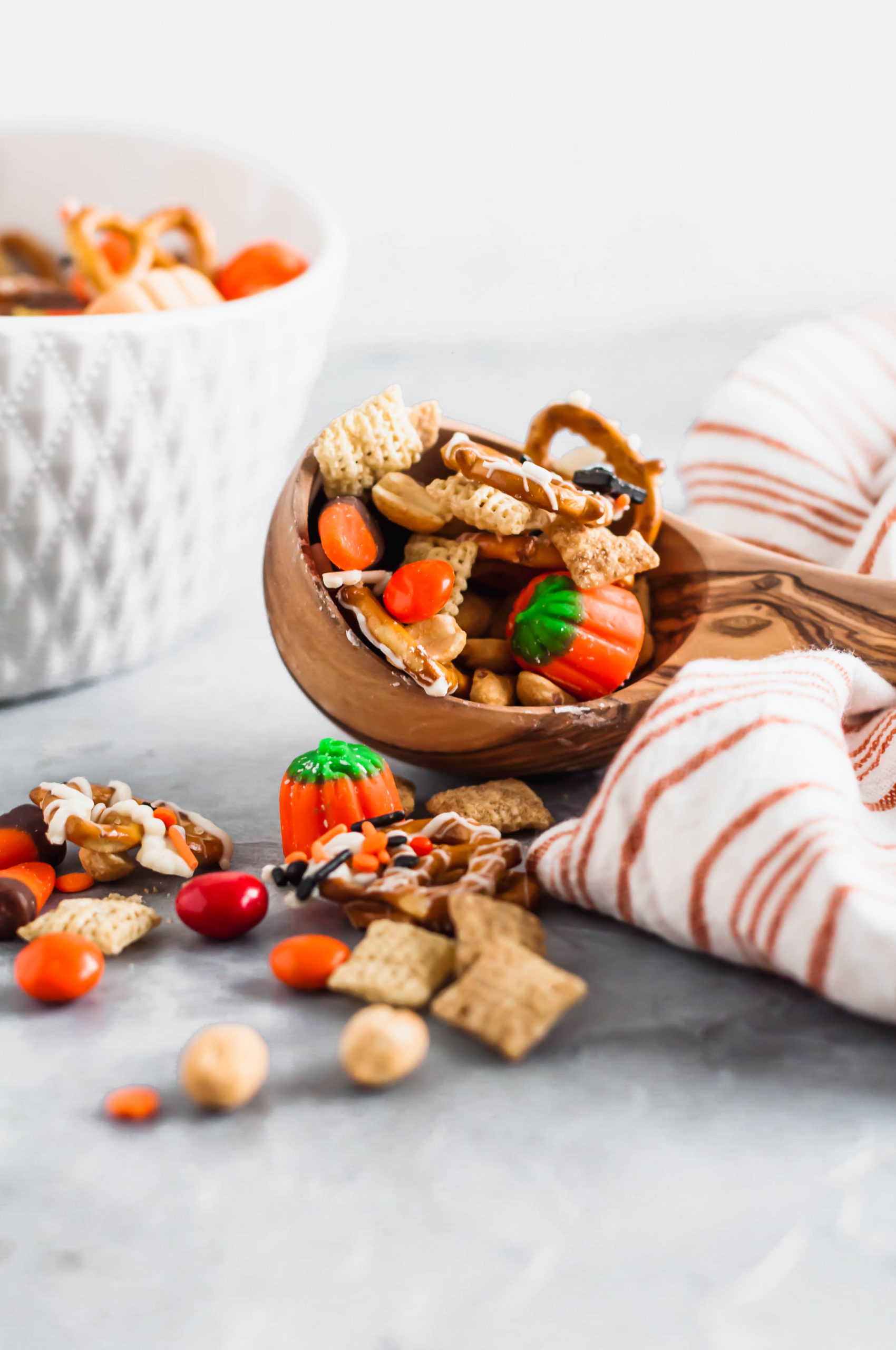 Need a fun snack for October? This Halloween Snack Mix is the perfect combination of sweet and salty ingredients and will be a huge hit with your family.