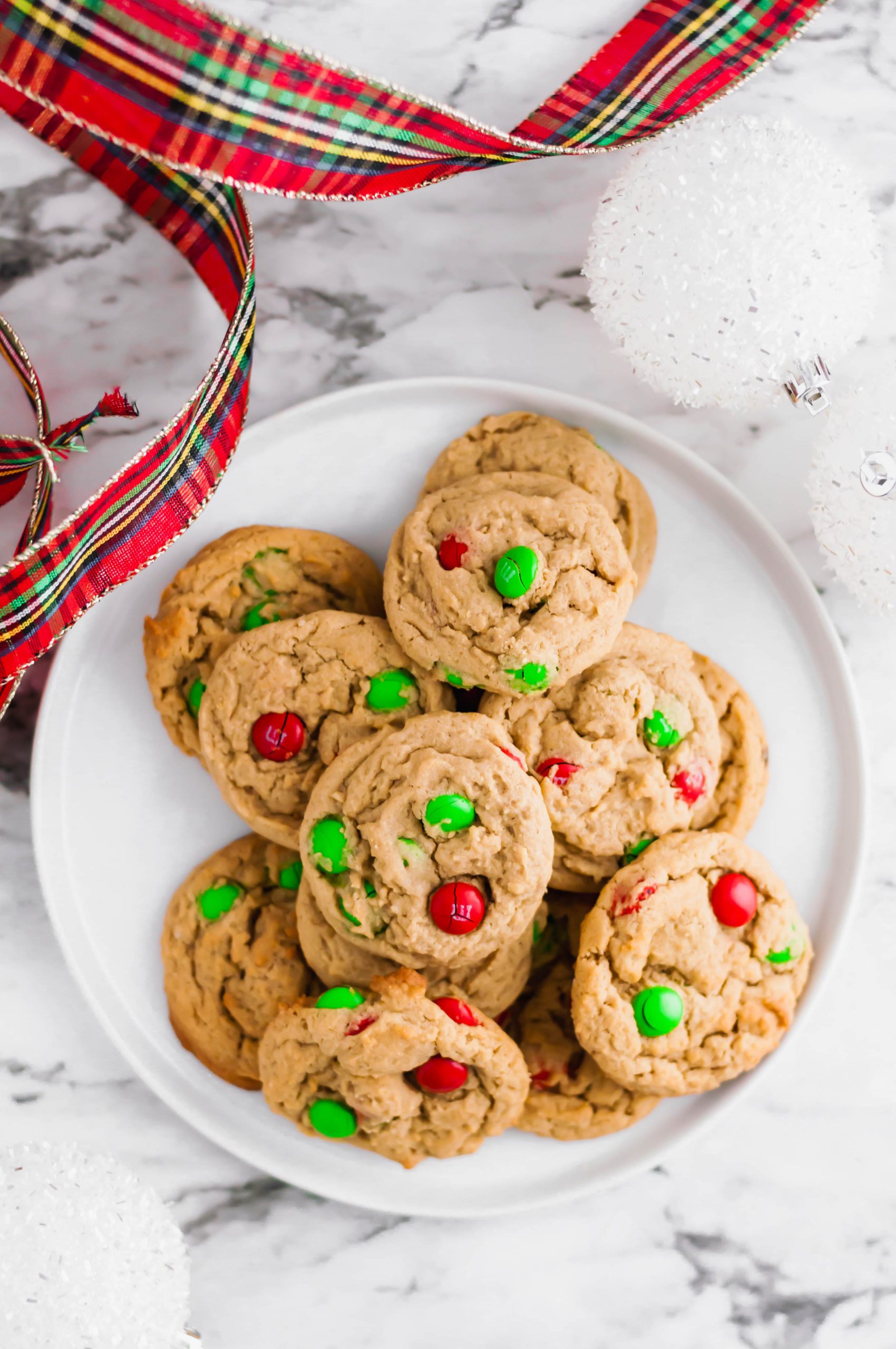 Santa's Favorite Peanut Butter M&M Cookies - Baker by Nature