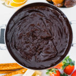 Serve Chocolate Orange Fondue, a fun twist on the classic chocolate fondue, for Valentine's Day dessert. Prepared in minutes with the perfect chocolate orange flavor combo.