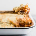 Get dinner on the table quick with this Easy Baked Penne. Penne with spaghetti sauce topped with creamy ricotta and freshly shredded mozzarella cheese.