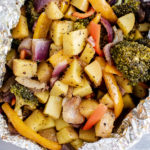 Grilled vegetables in a foil packet.